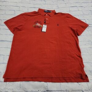 Ralph Lauren RL MENS XL Quality Goods 1967 New York USA Flag Polo Shirt Red